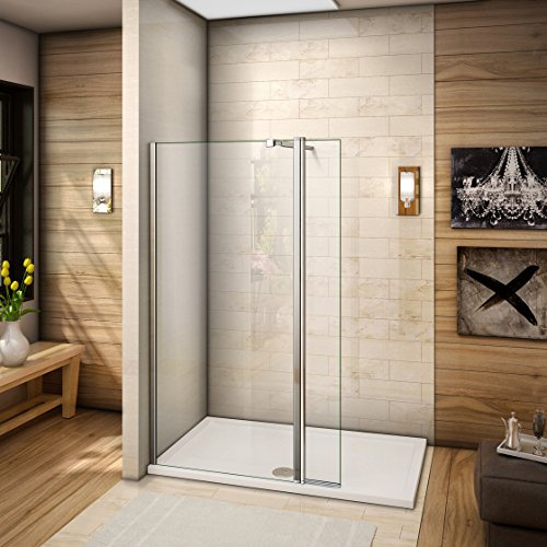 90x200cm Walkin Duschkabine Duschabtrennung 8mm Nano-glas Duschwand Dusche mit kleine Seitenwand 30cm