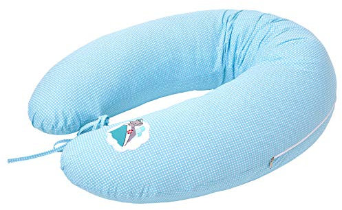 Sei Design - Funda para cojín de lactancia (170 x 30 cm, con cremallera y bordado de calidad, 100% algodón) Babyfisch Antártico Azul