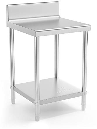 Royal Catering RCAT-60/60-N Edelstahltisch Edelstahl Arbeitstisch Zerlegetisch Gastro Aufkantung 60 x 60cm Grilltisch Outdoor Küchenmöbel