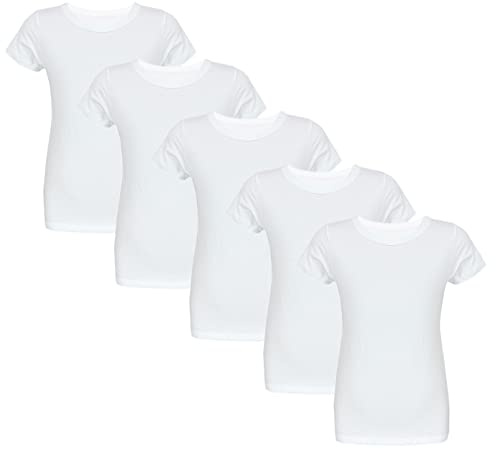 TupTam Maillot de Corps Enfant – Lot de 5 Débardeurs Garçon Manches Courtes, 100% Coton, Blanc, 128-134