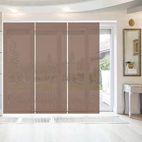 Bestlivings Elena Tenda a pannello, confezione da 3 pezzi, 60 x 260 cm (L x A), tinta unita marrone scuro, trasparente, in diversi colori