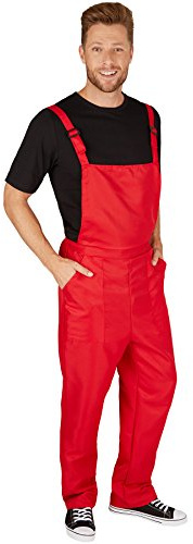 dressforfun tectake Unisex Latzhose | Kostüm für Handwerker, Gärtner, Bauarbeiter, Neonlook oder auch Bad Tasteverkleidung (Rot | L | Nr. 301466)