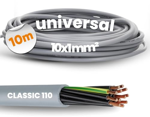Lapp 10 Meter 1119210 Ölflex Classic 110 PVC-Steuerleitung 10x1 mm² mit grün-gelben Schutzleiter 10G1,0 mm² I Mantelleitung I Kabel 10 adrig
