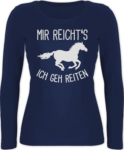 Langarmshirt Damen - Mir reichts ich GEH Reiten I Geschenk Pferde I Pferdemädchen I Pferdeliebhaber - L - Marineblau - reitbekleidung Reiter Klamotten sprüche Pferd gehe Shirt