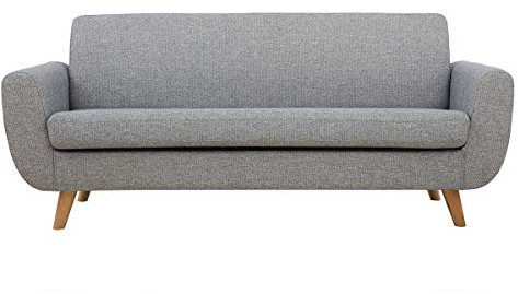 Miliboo Skandinavisches 3-Sitzer-Sofa in Hellgrau und Holz Pure
