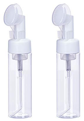 ccHuDE 2 Stück leere transparente Kunststoff-Schaumspender-Flasche, nachfüllbar, schäumende Flaschen, Seifenspender, Pumpflaschen mit Gel-Kopf, Waschbürste für Reinigung, Shampoo, 200 ml