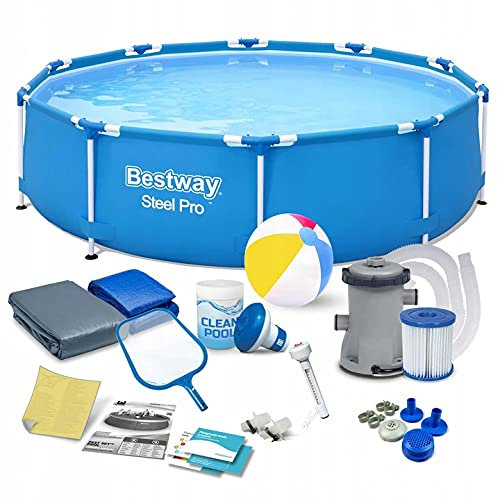 Polbaby Bestway 56679 - Set piscina da giardino, 305 x 76 cm, con telaio in acciaio, 16 in 1, con pompa filtro e accessori