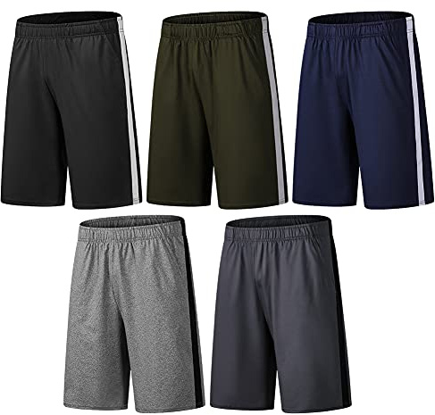 BUYJYA Herren Active Athletic Shorts 5er oder 3er Pack für Workouts Basketball Fußball Badminton Übung Laufen Gym