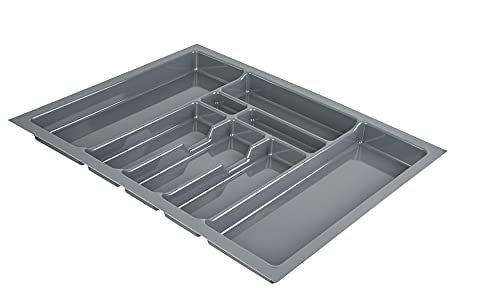 BigDean Universal Besteckeinsatz für Schubladen - Zuschneidbar - Schubladeneinsatz aus Kunststoff, Besteckkasten - Made in Europe (Silber Grau, Für Schubladenbreite 70cm)