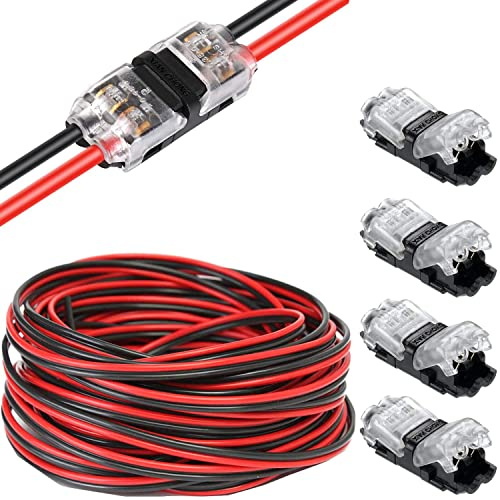 RUNCCI-YUN 20m 22 AWG 2 Pin LED Streifen Verlängerungskabel LED Strip Anschlusskabel LED Verbinder, 12v-24V kabel, für SMD 3528 2835 5050 5630+2 Pin 12v Cable Connector