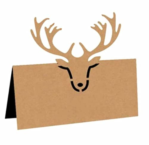 GIVBRO Tischkarten Namens-Tischkarten Weihnachten Hirsch Form Sitzplatzkarten für Hochzeit Bankett Party Dekoration 50 Stück