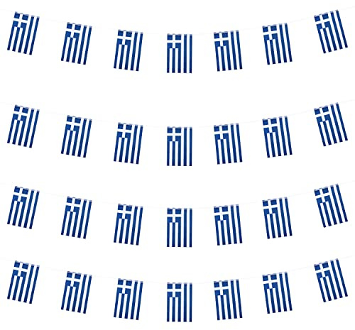 WXTWK Petits drapeaux grecs de la Grèce - Bannière décorative pour festival (15,2 m, 38 drapeaux)