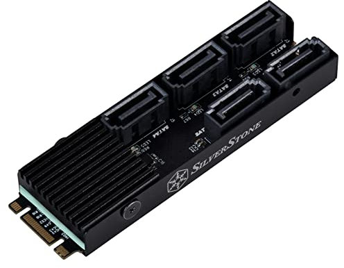 SilverStone Technology SST-ECS07 - Tarjeta de expansión para Almacenamiento PCIe M.2 No-Raid SATA Gen3 6Gbps con 5 Puertos