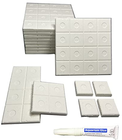 Reefing Art Bruchbare Korallen-Frag-Fliesen, 10,2 cm, 10 Stück, mit gratis Aquarium-Kleber, Weiß
