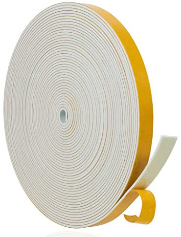 YANKUIRUI Guarnizione Finestra Porta Nastro Sigillante Autoadesivo in Gommapiuma, Alta Densità Neoprene Isolamento Nastro Sigillante per Anti Freddo, Rumore e Collisione (12mm x 1.5mm/10M, Bianco)