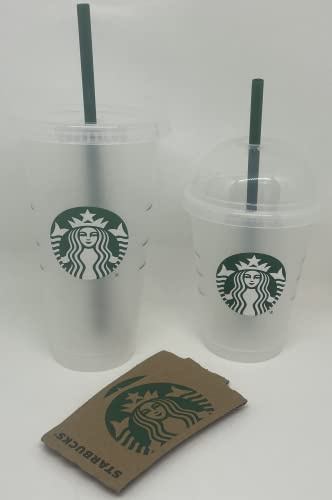 STARBUCKS Reusable Cold Cup Duo: 24oz & 16oz with Sleeves