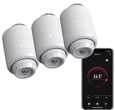 Qiumi Válvulas de actuador de radiador termostático WiFi,Wifi directo,Controlador programable Alexa Google Voice Control