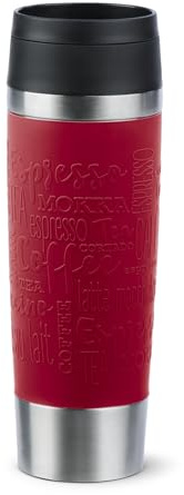 Emsa N20222 Travel Mug Classic Gobelet isotherme 0,5 l | Bouchon à vis confortable | Acier inoxydable | 6 h chaud et froid 12 h | 100% étanche | Passe au lave-vaisselle | Ouverture à 360° | Rouge