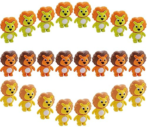 NUOBESTY Löwen-Radiergummis 24 Stück Cartoon-Tier-Bleistift Mini-Radierer Für Partygeschenke Spiele Preise Karneval Und Klassenzimmerpreise
