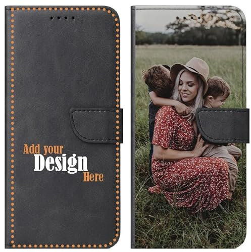 CoverHeld Handyhülle für iPhone 13 Mini Hülle aus Kunstleder mit Lasche schwarz selbst gestalten - Deine Hülle Dein Design - personalisiert mit eigenem Bild Motiv