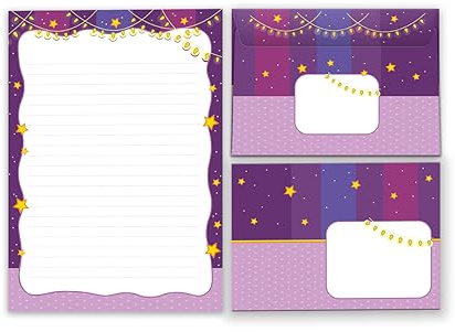 Briefpapier-Set Briefblock mit Umschlag für Kinder Sterne Kindermotiv Mädchen (Block A5 mit 25 Blätter + 15 Umschläge)