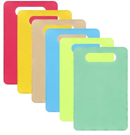 Lot de 6 planches à découper de 1,3 mm d'épaisseur en plastique souple antidérapant facile à suspendre pour viande et légumes, lave-vaisselle, spatule, hachoir à viande (jaune, taille unique)