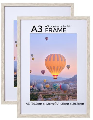 HOUSE DAY Bilderrahmen A3, Weiß Bilderrahmen 29.7x42cm holzrahmen | Bilderrahmen Plexiglas Posterrahmen,Collage Poster Rahmen, Moderner Poster Dokumentenrahmen, MDF Fotorahmen,2er Set