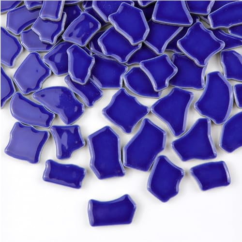 Piastrelle per mosaico irregolari in ceramica, 500 g, 2-4 cm, pietre per mosaico fai da te, artigianato, hobby, arte, decorazione da parete della casa (blu navy)
