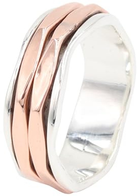 Jay Jools Fidget Spinner Ring für Frauen - 925 Sterling Silber & Kupfer Daumenband Ring