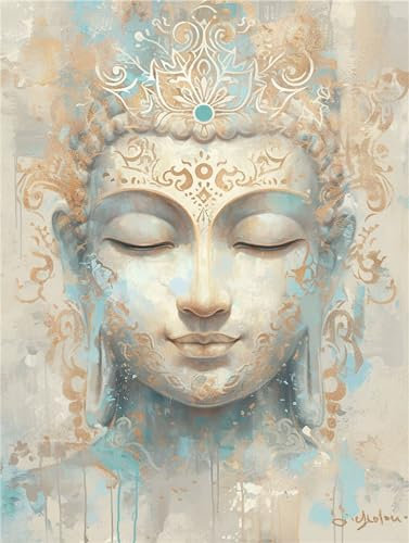 Buddha-Figur Malen Nach Zahlen Erwachsene, Frau Malen Nach Zahlen Klein 40x50cm, DIY Handgemalt Ölgemälde Kit für Anfänger Bastelset Erwachsene, Acrylfarben Set Wand Deko Bilder Ohne Rahmen, Geschenk