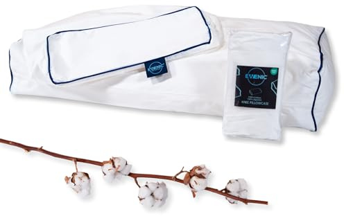 EWENIC Funda Almohada para Piernas Algodón100% Protector Cojín para Rodillas Transpirable Cremallera Blanco 1Pack Certificado Oeko-Tex