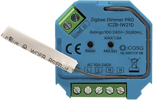iCasa Zigbee 3.0 Dimm-Aktor PRO Unterputzmodul | 230V-200/400W | Benötigt KEINEN Neutralleiter | Funktioniert mit Zigbee Zentrale wie Húe, IKEA Home smart, Homey, HomeAssistent, deConz und Z2MQTT