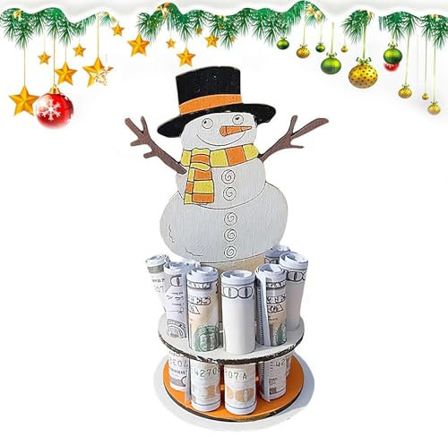 Weihnachts-Geldhalter für Bargeld, Weihnachtsgeldhalter, Ornamente, Holz-Weihnachtsbaum-Geldbaum für Weihnachten, Geldbörse, Geschenk, Ornament (weiß)