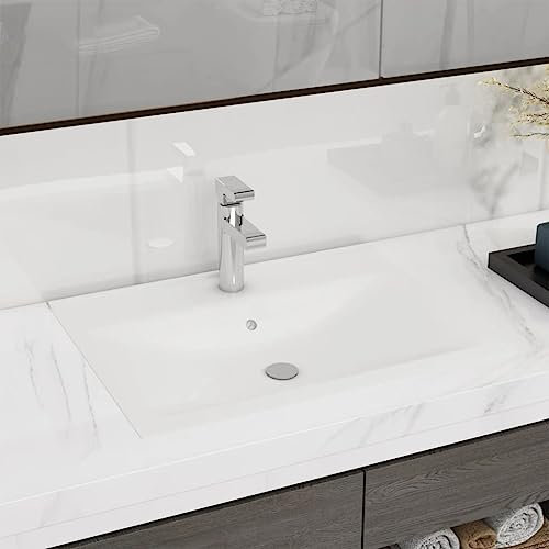 Juroupi Luxus-Waschbecken mit Hahnloch Matt-Weiß 60x46 cm Keramik Waschbecken GäSte Wc