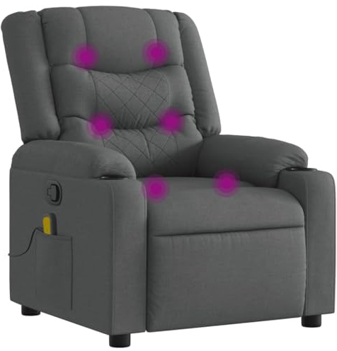 vidaXL Massagefåtölj mörkgrå tyg