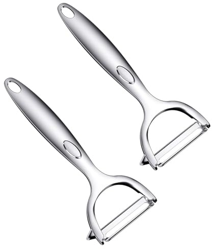 Tkxjry Set of 2 Asparagus Peelers with Kitchen Peeler, Vegetable Peeler, Stainless Steel Potato Peeler, Potato Peeler, Universal Peeler, Suitable for Fruit Vegetable Blade Potato Peeler