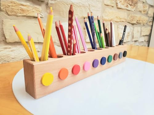 Generisch Stiftehalter BUCHE Schreibtisch Montessori Stifteorganizer Bunstifthalter Holz Stiftebox Kinder Massivholz (41 x 4,4 x 6,7 cm)