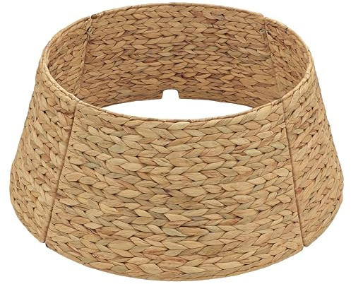 CENBOSS Collier de sapin de Noël en rotin, jupe de sapin en osier et housse de base de support (naturel, 91,4 cm)