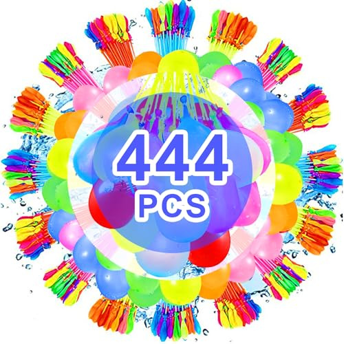 STFYUG 444 bombas de agua con cierre automático, coloridos globos de agua con 4 conectores de grifo, llenado rápido en 60 segundos, sin nudos manuales (444-B2X)