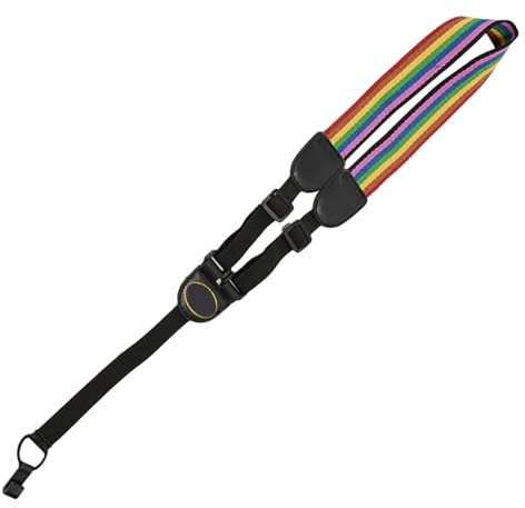Regenbogen Gitarrengurt aus Polyester mit Druckmuster | Verstellbar für E-gitarre und Bass, Strapazierfähig und Verschleißarm, für Musiker zu Weihnachten und Neujahr