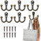 AONAYO Lot de 5 crochets muraux vintage doubles avec vis pour salle de bain, toilettes, salle de bain, cuisine, bronze