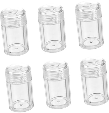 ARTSEWPLY 6 Stück Leere Kosmetikpuderbehälter 10ml Transparenter Kunststoff Luftdichter Deckel mit Sieb Tragbar für Loses Puder Foundation und Rouge Make Up Zubehör für Damen