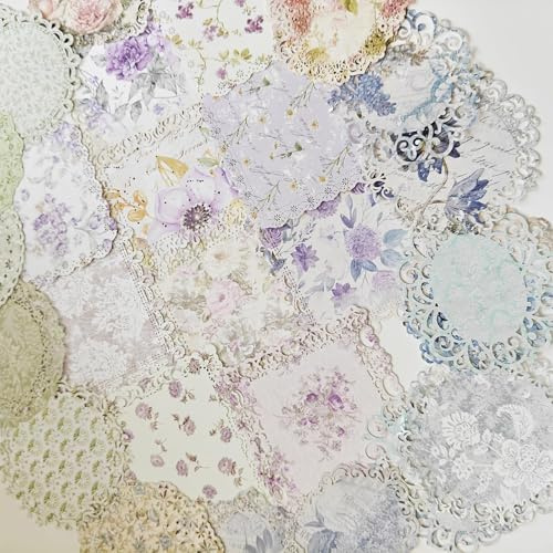 Scrapbook Zubehör Set,40 Stück Blumen Scrapbook Journaling Papier for Junk Journal,Sammelalben,Fotoalben,Tagebücher,Phone Case,Cups,Planner(Quiet Flower Sea)