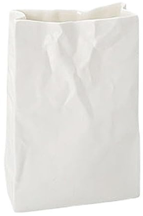 Vase De Fleurs De Livres - Céramique Blanche, Œuvre D'art | Vase De Formulaire De Sac En Papier À Large Utilisation Pour Décoration De Mariage Floral, Affichage De Sculpture De Table, Accent D'ornemen