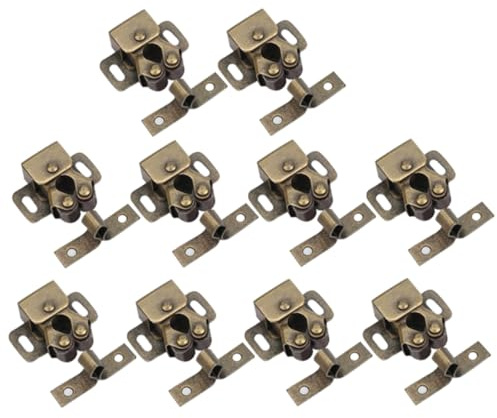 HAMPPLIES 10pièces Loquet De Porte Ajustable Bronze Style Vintage Verrou à Ressort à Bille Pour Armoires Placards Et Meubles Ouverture Tactile Push-to-open Compatible Avec Charnières Ordinai