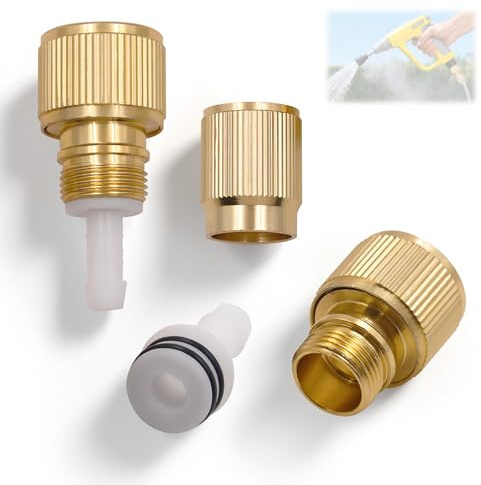 Nevoluxer 2Pcs Brass Hose Fittings Garden Hose Repair Kit 3/4 Inch Expandable Hose Connector Set with Tap Adaptors Durable Lawn Water Hose Repair Kit for Car Wash and High Pressure Water Gun