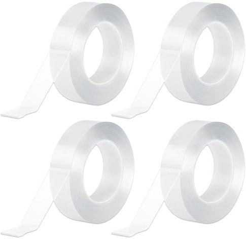 JazRvr 4 Stück 3 meter, Doppelseitiges Klebeband, strapazierfähig, Doppelseitiges Klebeband Extra Stark, Waschbar Wiederverwendung, Klebeband Doppelseitig Für Home Decor, Büro, Auto, DIY Projekte