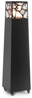 Planika - Pyramid, Calefactor de Patio Moderno, Chimenea de Exterior, para Jardín con Funda (Negro)