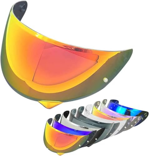 LYUFD Visiere Casque Moto pour HJC C10, Remplacement de Visière de Lentille Casque de Bouclier Vent Moto Protection UV Teintée Verres,Normal-C Golden Red
