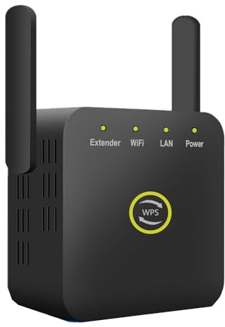 2026 WiFi Extender, WiFi Signal Booster Cover up to 9800 sq.ft for Home, New Gen Faster Internet Extender WiFi Booster w/Ethernet Port, Wireless WiFi Repeater Works with 99% Router（Black 2-Antenna）